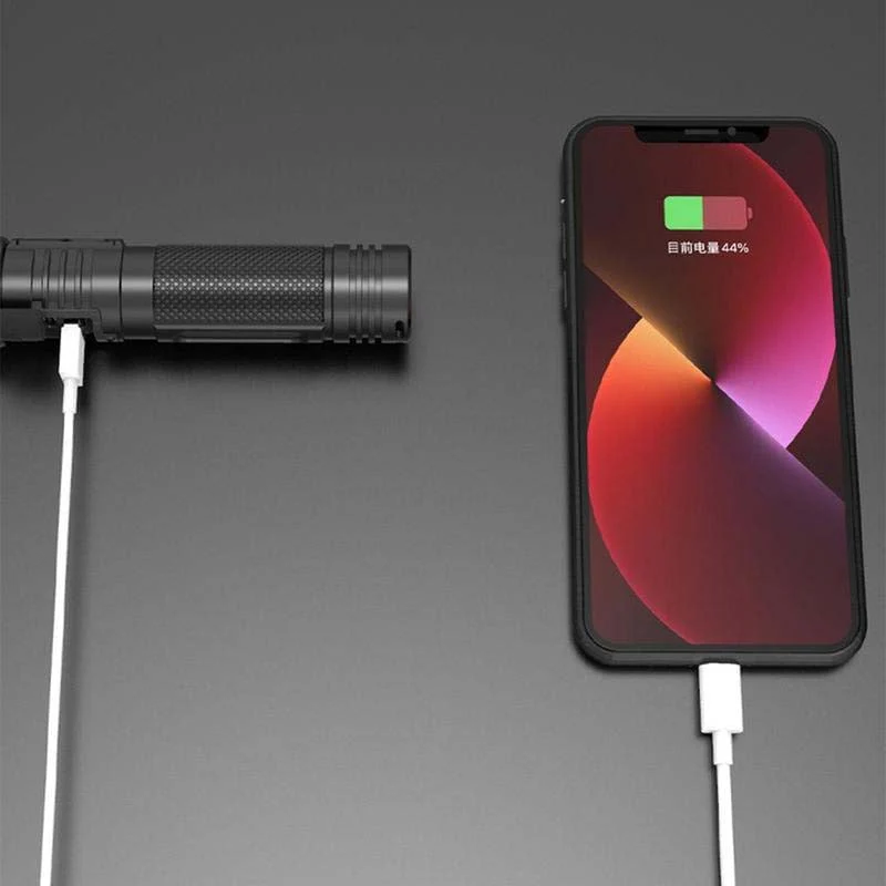 Waterproof Rechargeable Digital Display 2-in-1 Strong Light Flashlight - Image 5