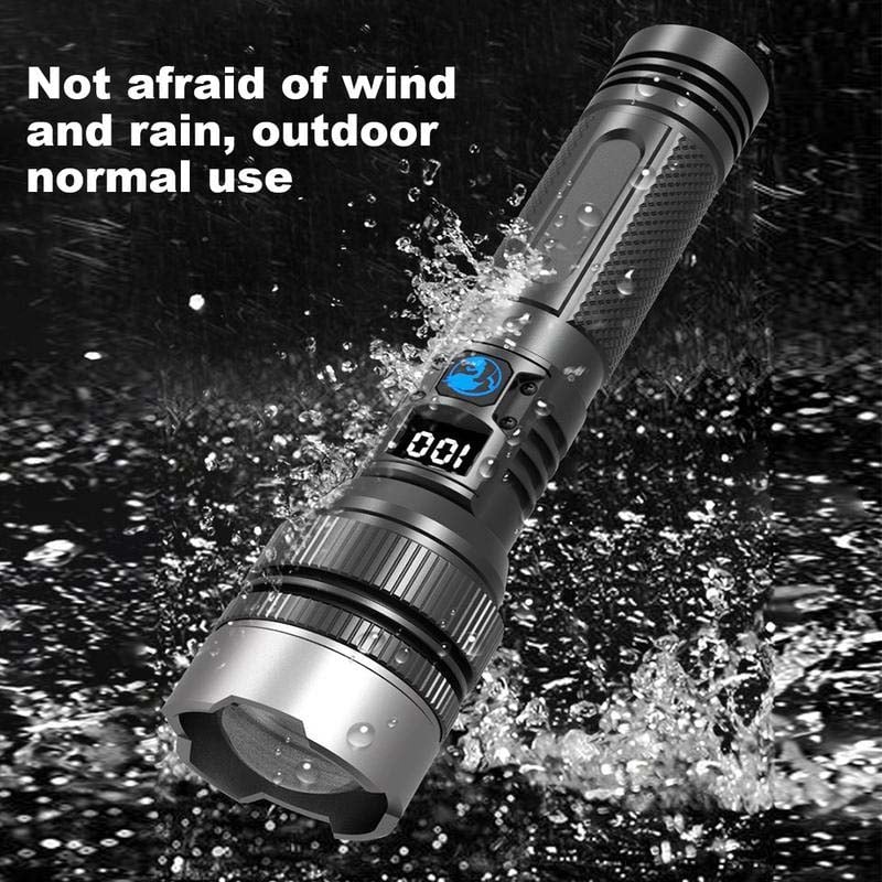 Waterproof Rechargeable Digital Display 2-in-1 Strong Light Flashlight - Image 8