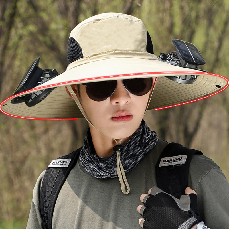 Wide Brim Solar Fan Outdoor Fishing Hat - Image 23