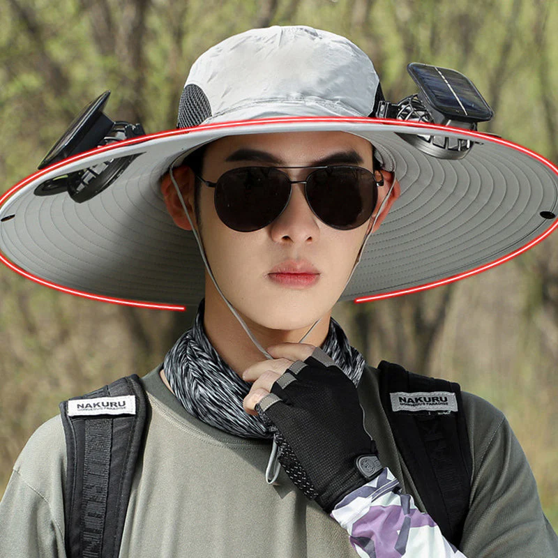 Wide Brim Solar Fan Outdoor Fishing Hat - Image 26