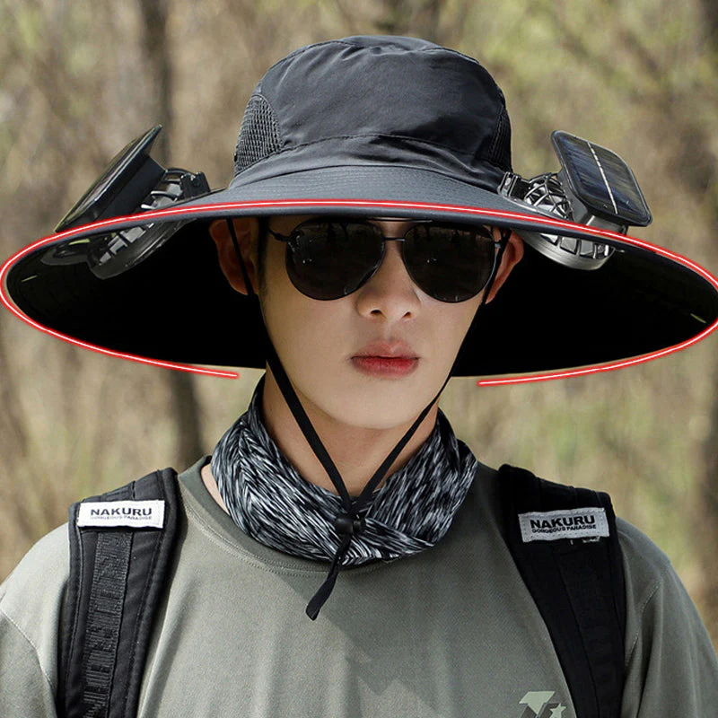 Wide Brim Solar Fan Outdoor Fishing Hat - Image 27