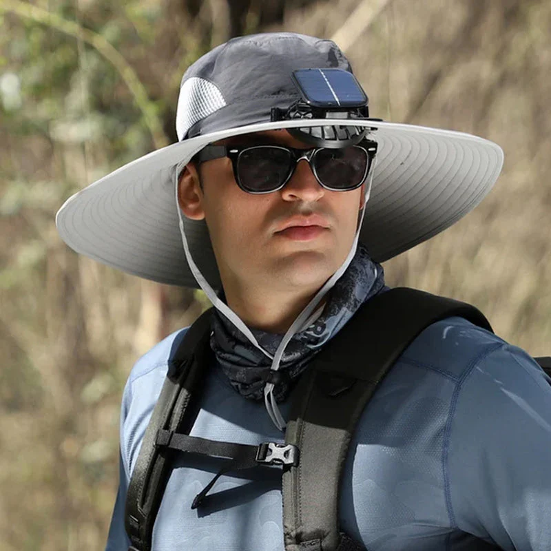 Wide Brim Solar Fan Outdoor Fishing Hat - Image 6