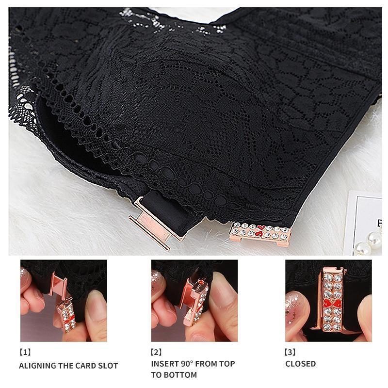 Wireless Front Closure Criss Cross Straps Lace Bras - Image 6