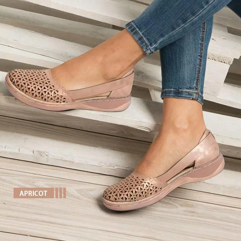 Woman Round-toe Hollow-out Breathable Flat Sandal - Image 4