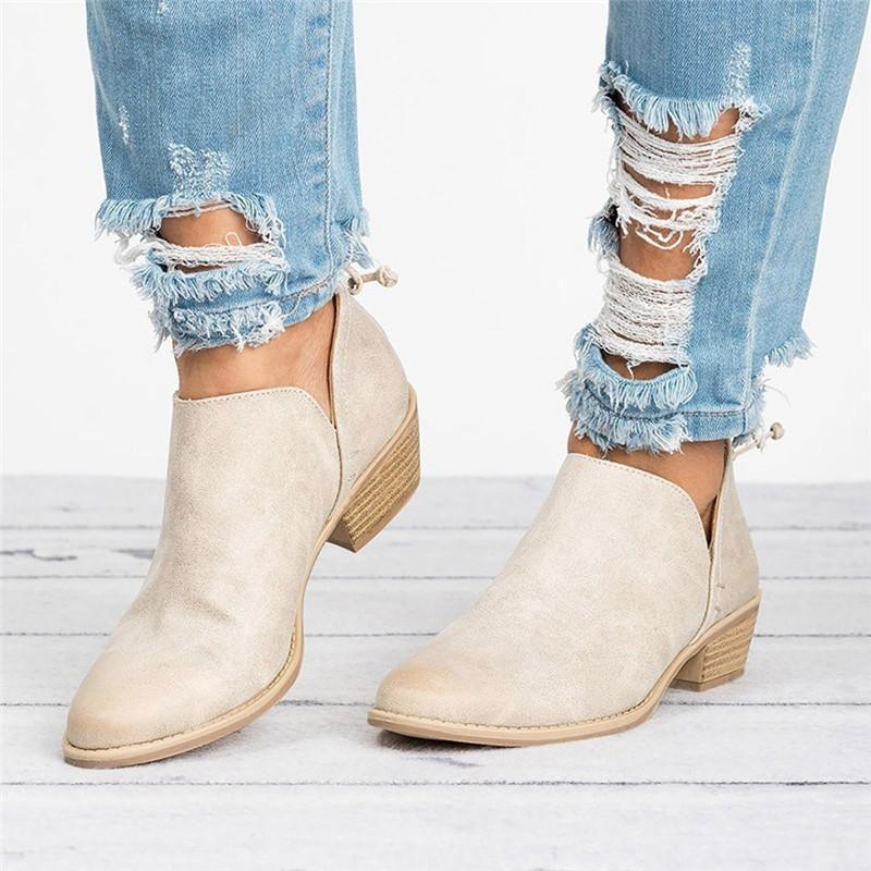 Women Ankle Solid Leather Martin Boots - Image 4