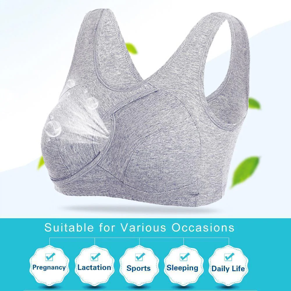Women Anti-Sagging Cotton Sports Bra, 3 packs - Image 8