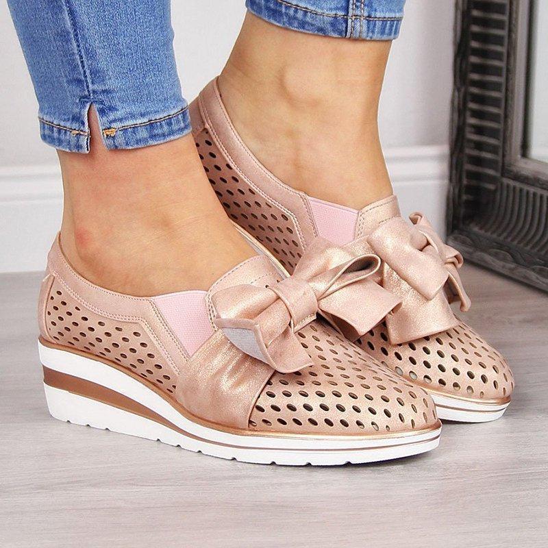 Women Casual Leather Flats BOWKNOT SNEAKERS - Image 6