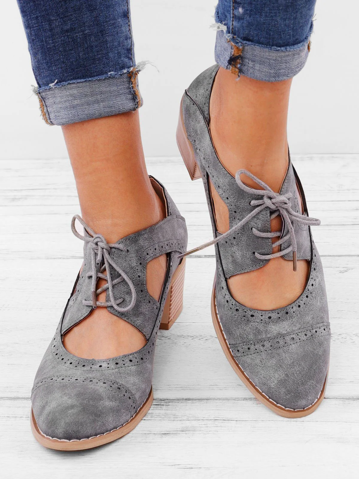 Women Cutout Lace-up Low Heel Daily Fashion Sandals - Image 2