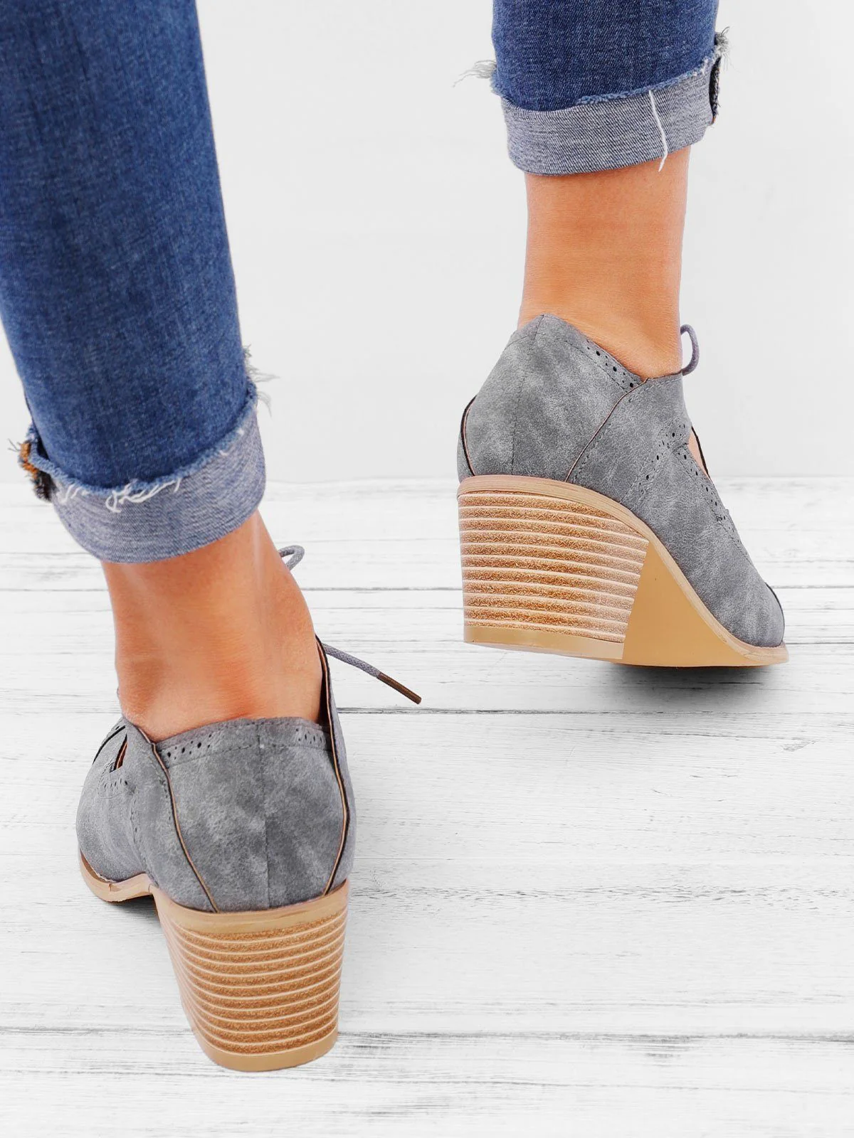 Women Cutout Lace-up Low Heel Daily Fashion Sandals - Image 5