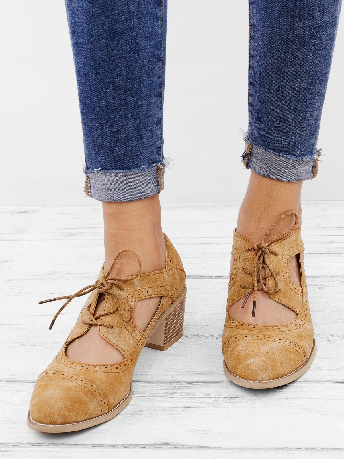 Women Cutout Lace-up Low Heel Daily Fashion Sandals - Image 6