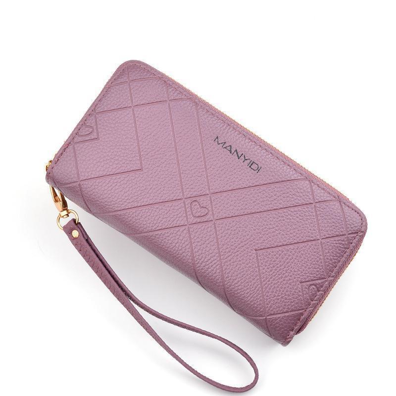 Women Double Zipper Leather Brand Retro Long Wallet - Image 7