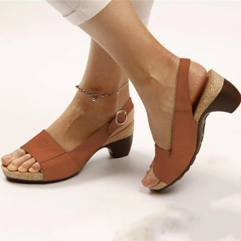 Women Elegant Low Chunky Heel Comfy Sandals - Image 4