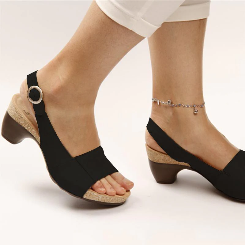Women Elegant Low Chunky Heel Comfy Sandals - Image 7