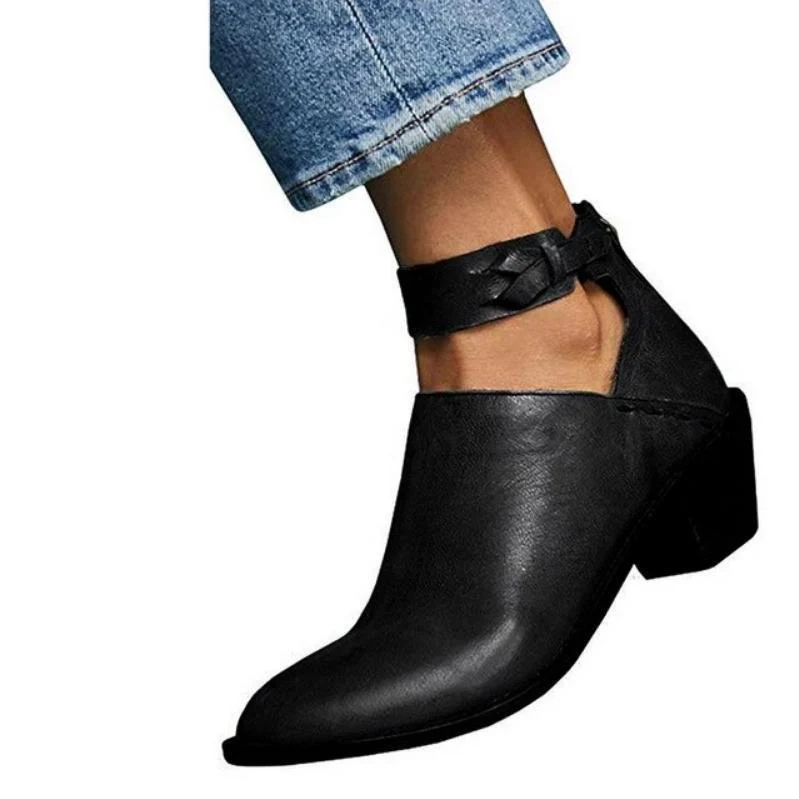 Women Fashion Daily Chunky Heel Zip Shoes - Image 2