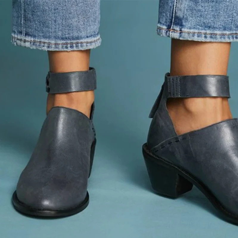 Women Fashion Daily Chunky Heel Zip Shoes - Image 5