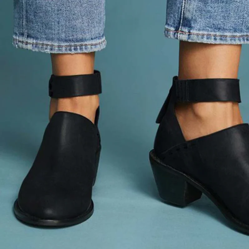 Women Fashion Daily Chunky Heel Zip Shoes - Image 8