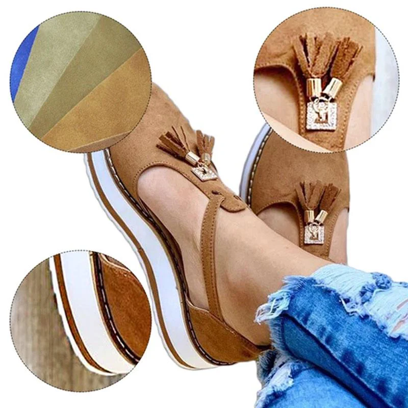 Women Fringed Platform Sandals - Image 7