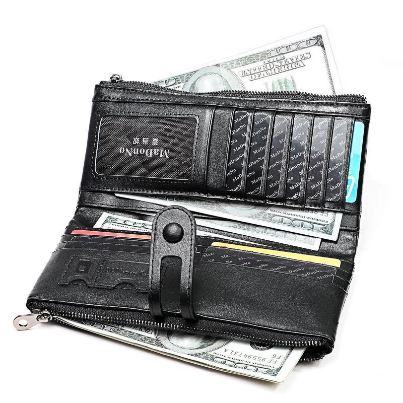 Women Genuine Leather Clutch Long Money Coin Purse - Image 10