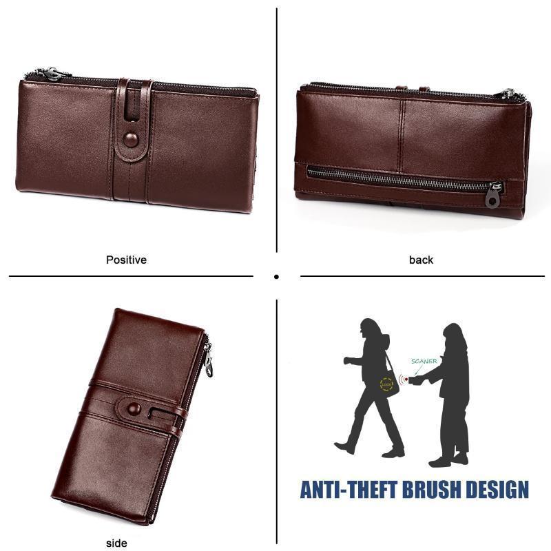 Women Genuine Leather Clutch Long Money Coin Purse - Image 8