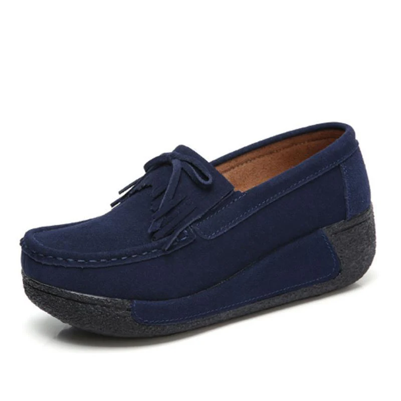 Women Genuine Leather Flats Platform Shoes