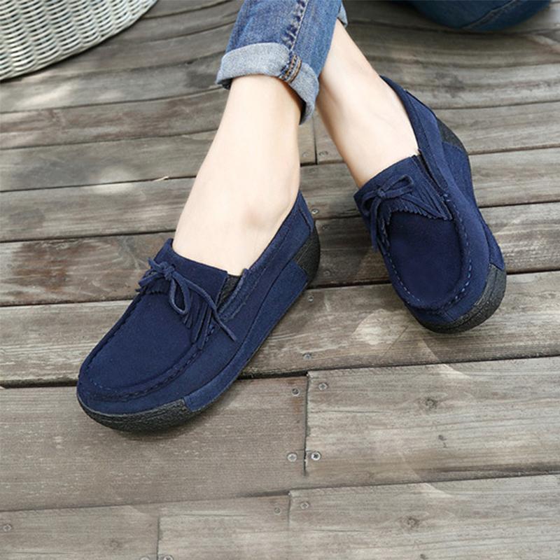 Women Genuine Leather Flats Platform Shoes - Image 5
