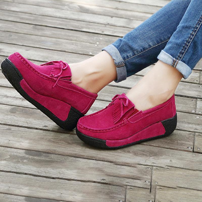 Women Genuine Leather Flats Platform Shoes - Image 6