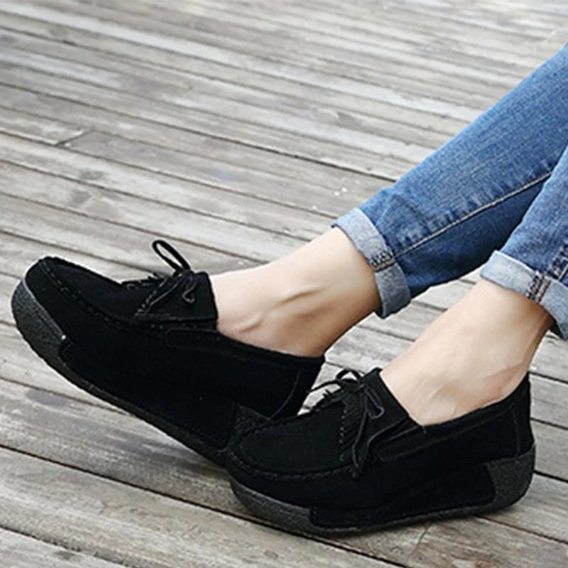 Women Genuine Leather Flats Platform Shoes - Image 7