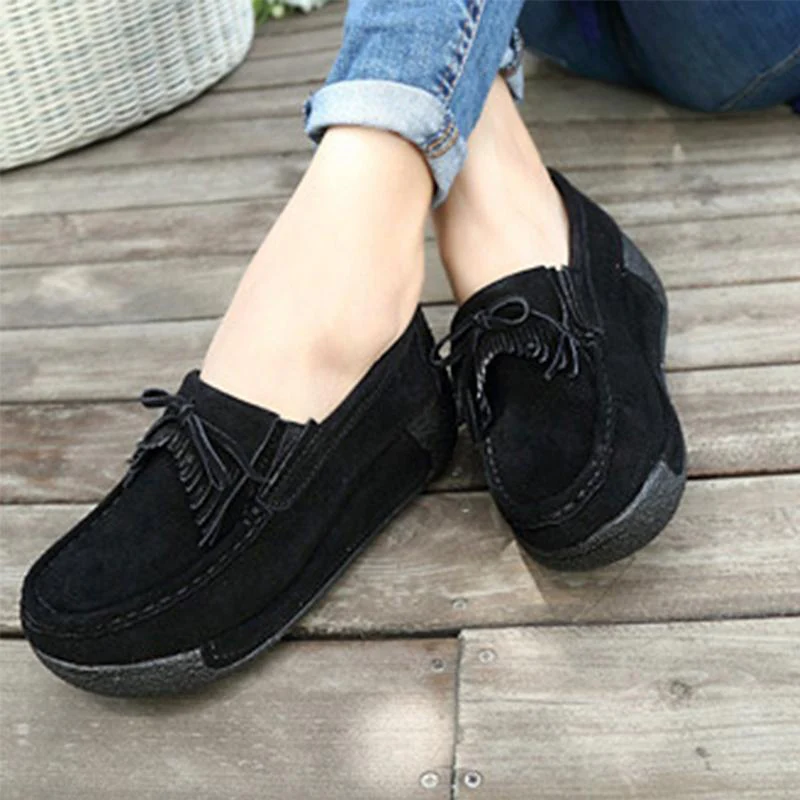 Women Genuine Leather Flats Platform Shoes - Image 8