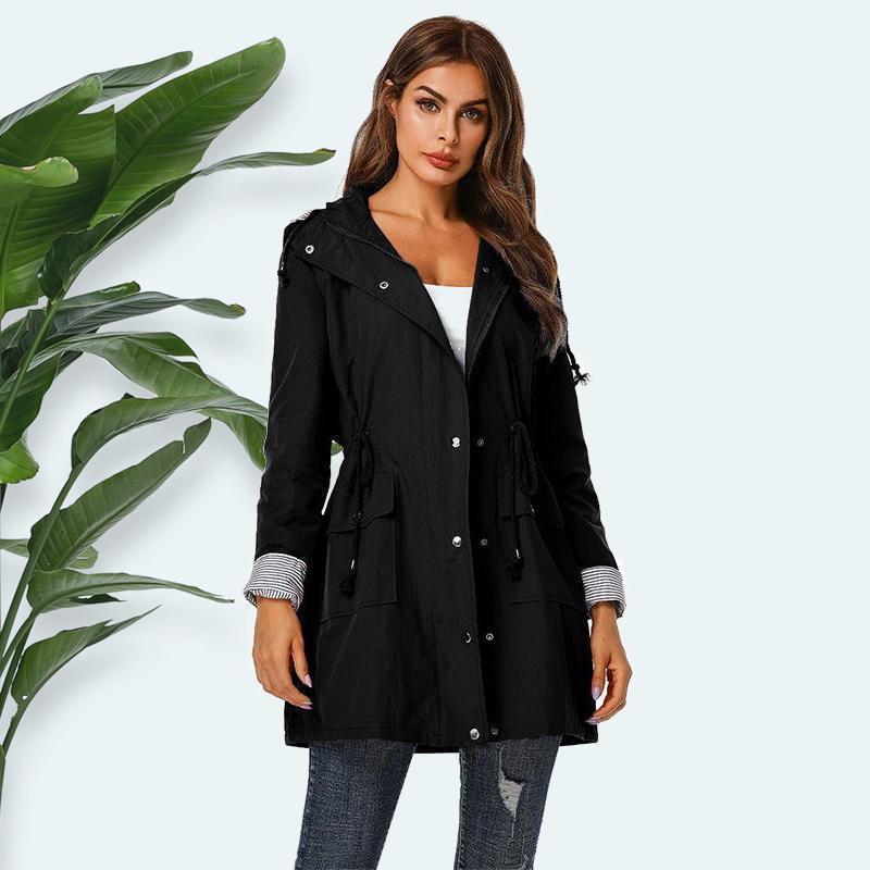 Women Hooded Drawstring Coat - Image 2