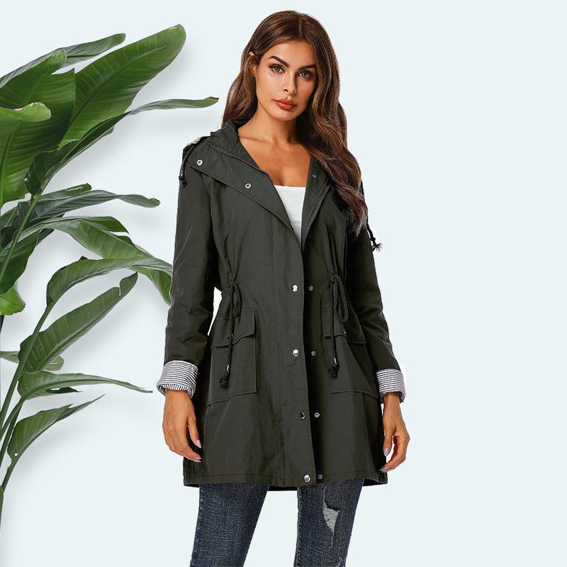 Women Hooded Drawstring Coat - Image 7