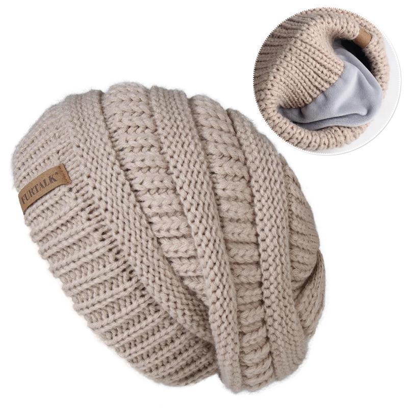 Women Knitted Slouchy Beanie Hat with Velvet - Image 5