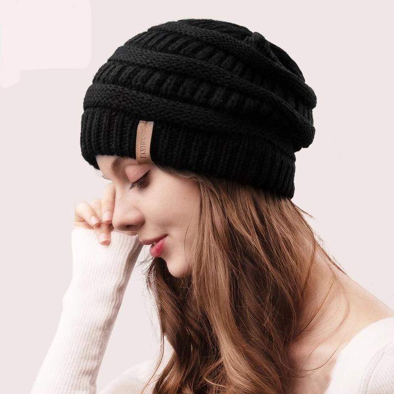 Women Knitted Slouchy Beanie Hat with Velvet - Image 8
