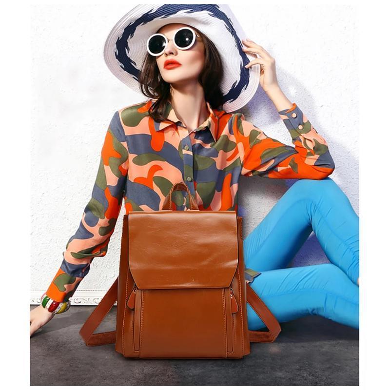 Women Leather Soft-able Unisex Backpacks - Image 7