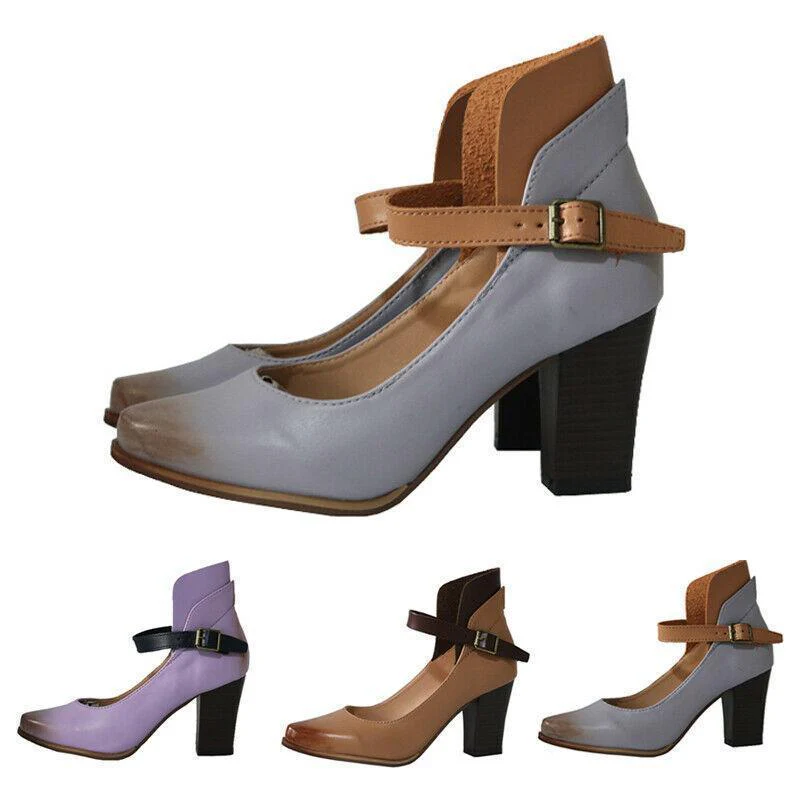 Women Mid Block Heel Mary Jane Strap Dolly Shoes - Image 4