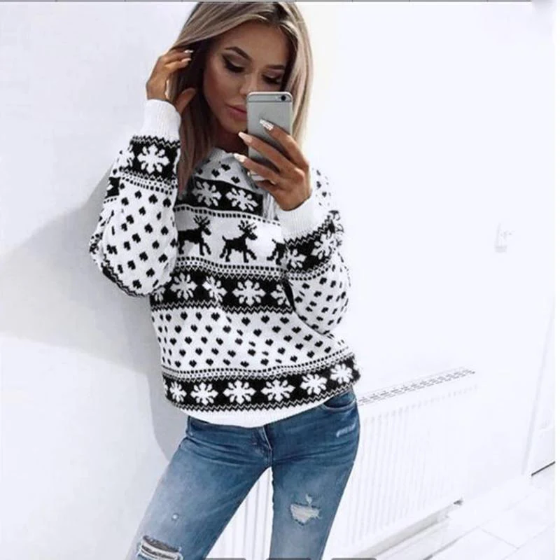Women New Christmas Xmas Knitted Pullover Sweater - Image 3