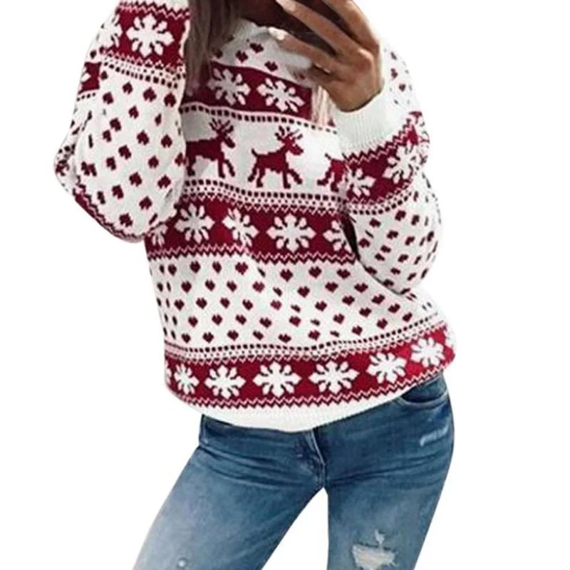 Women New Christmas Xmas Knitted Pullover Sweater - Image 4