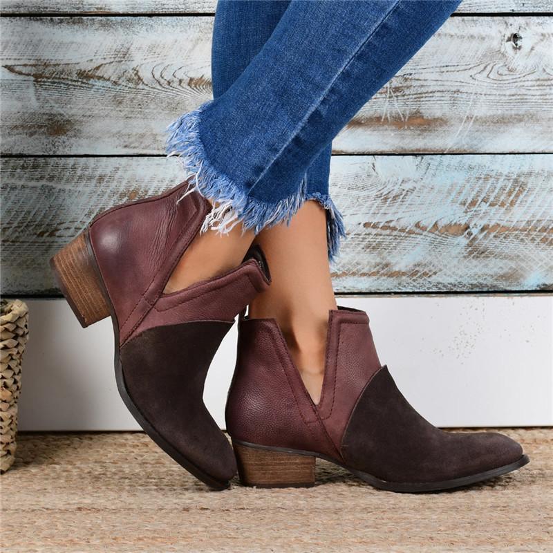 Women Patchwork Ankle Boots - Image 10