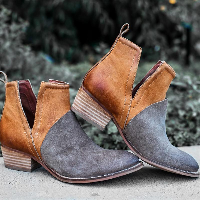 Women Patchwork Ankle Boots - Image 6
