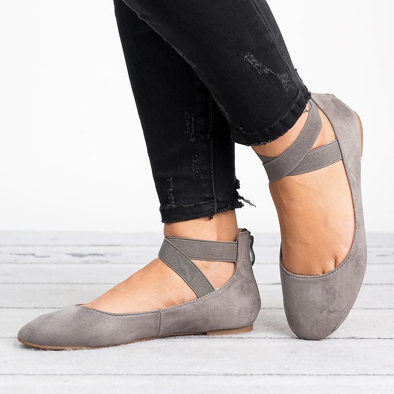 Women Pu Nubuck Flats Casual Ballerina Shoes - Image 2