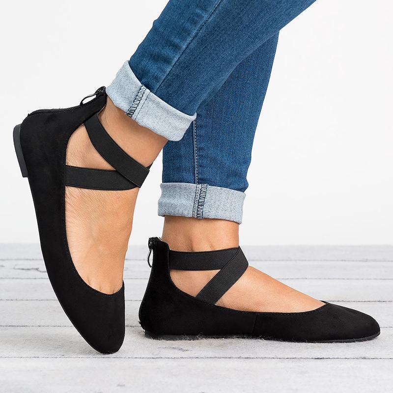 Women Pu Nubuck Flats Casual Ballerina Shoes - Image 4