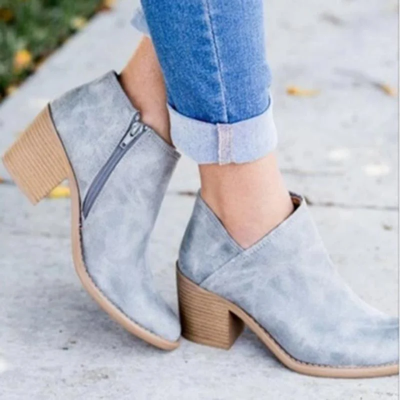Women Retro High Heel Ankle Boots - Image 5