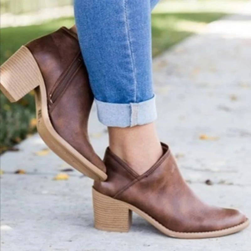 Women Retro High Heel Ankle Boots - Image 6