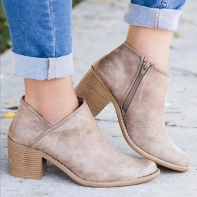 Women Retro High Heel Ankle Boots - Image 8