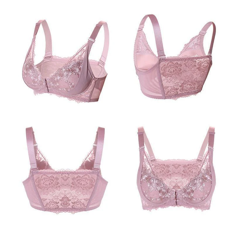 Women Sexy Adjustable Front Buckle Lace Vest Bra - Image 3