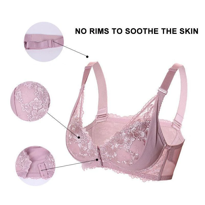 Women Sexy Adjustable Front Buckle Lace Vest Bra - Image 4