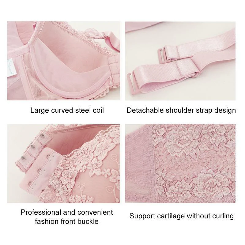 Women Sexy Adjustable Front Buckle Lace Vest Bra - Image 5
