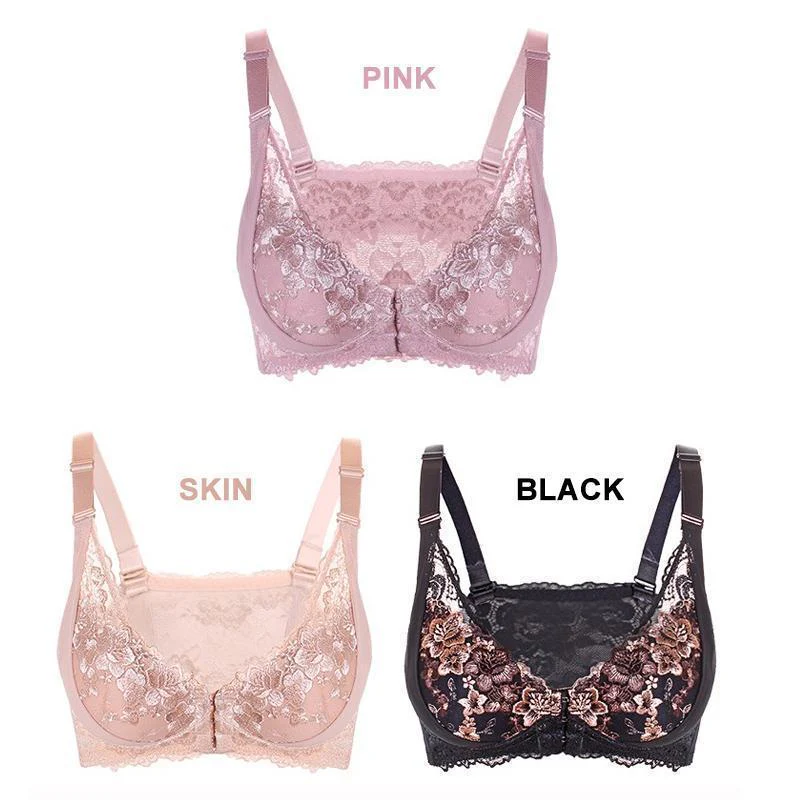 Women Sexy Adjustable Front Buckle Lace Vest Bra - Image 6