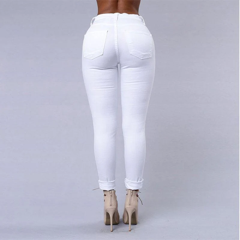 Women Sexy Jeans, White and Black - Image 5
