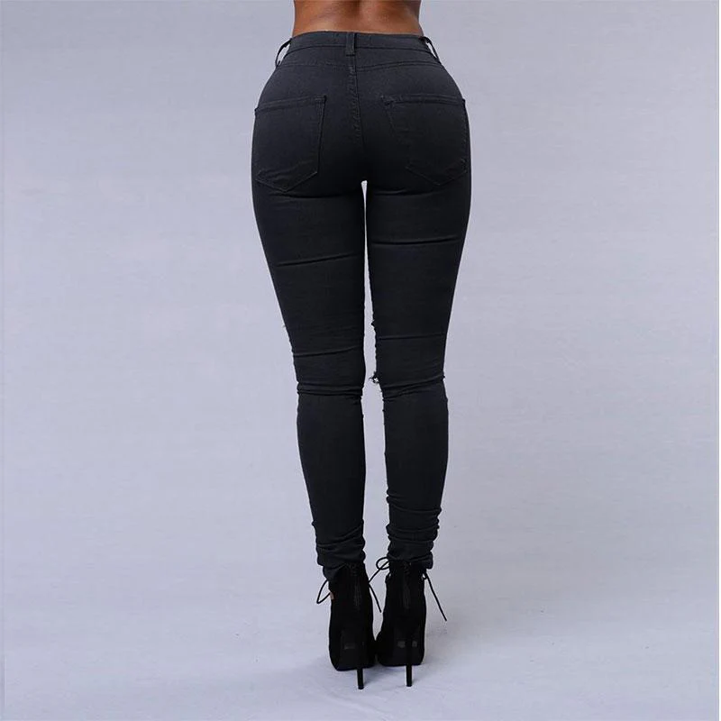 Women Sexy Jeans, White and Black - Image 8