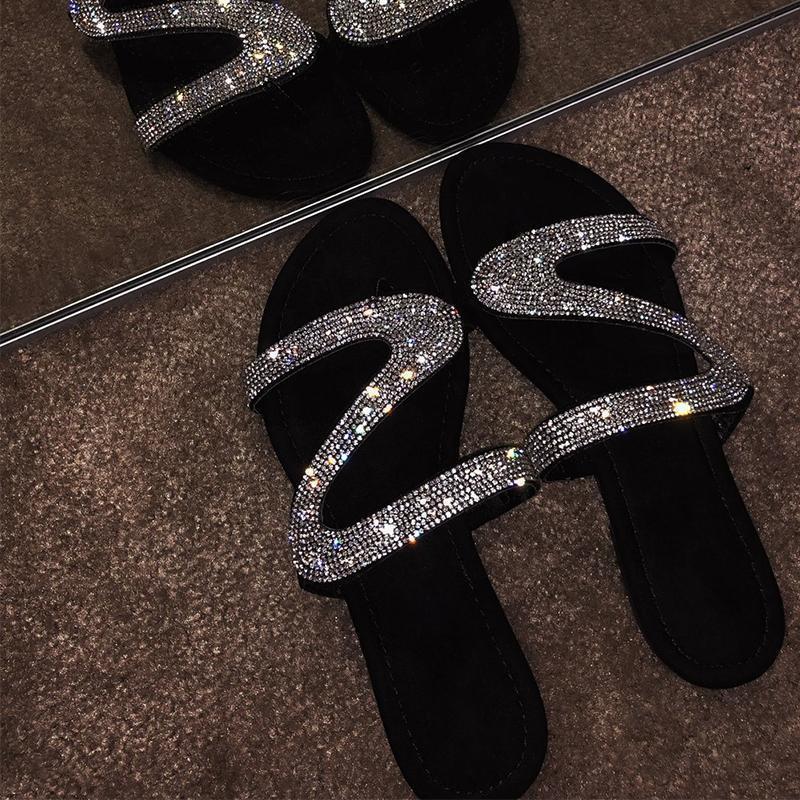 Women Shiny Slippers Casual Embellished Toe Post Shoes - Image 2